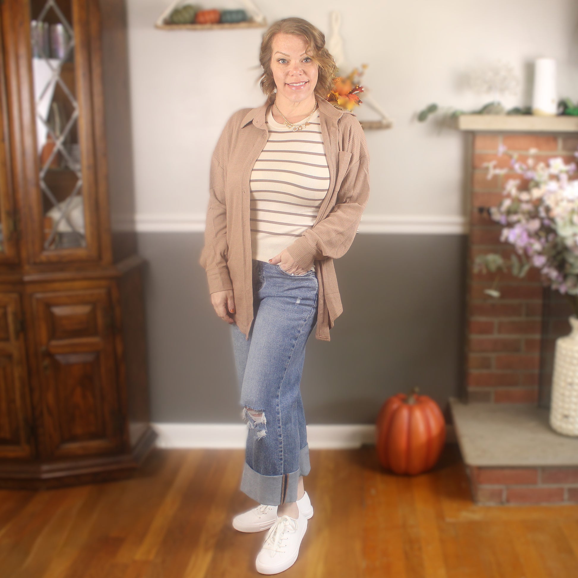 Casual Lightweight Waffle Over Shirt